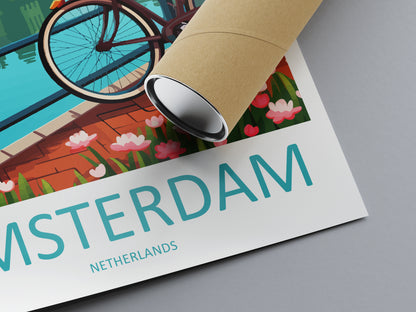 Amsterdam Netherlands Travel Poster