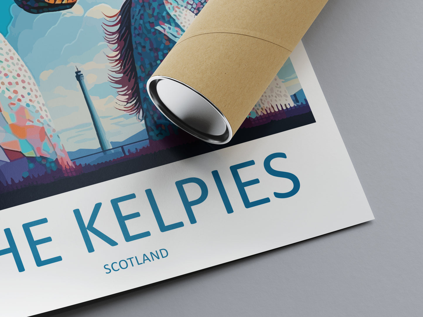 The Kelpies England Travel Poster