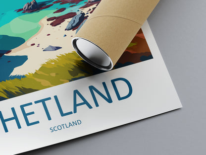 Shetland Scotland Travel Poster