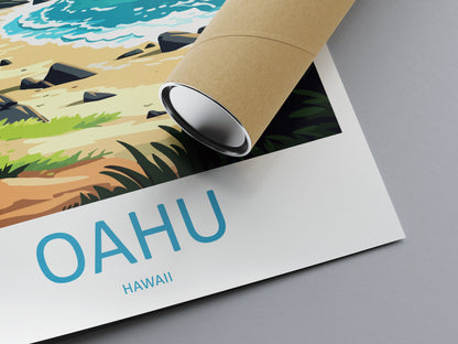 Oahu Hawaii USA Travel Poster