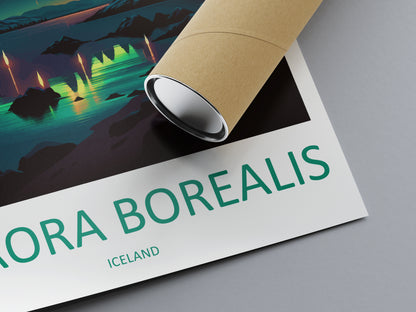 Northern Lights Iceland Travel Poster