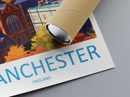 Manchester England Travel Poster