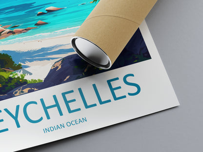 Seychelles Indian Ocean Travel Poster