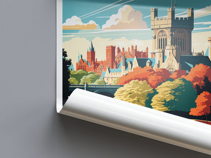 Cardiff Castle Wales Travel Poster