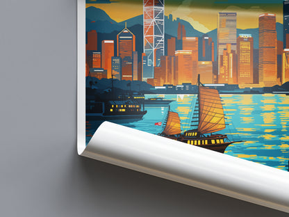 Hong Kong China Travel Poster