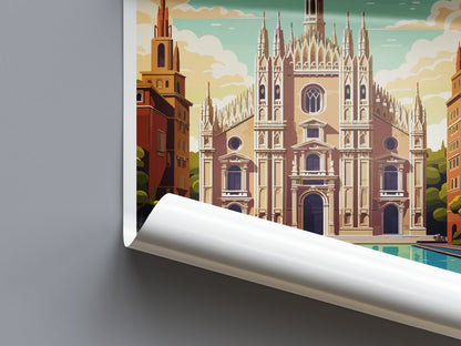 Milan Italy Travel Poster