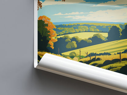 Surrey Hills England Travel Poster