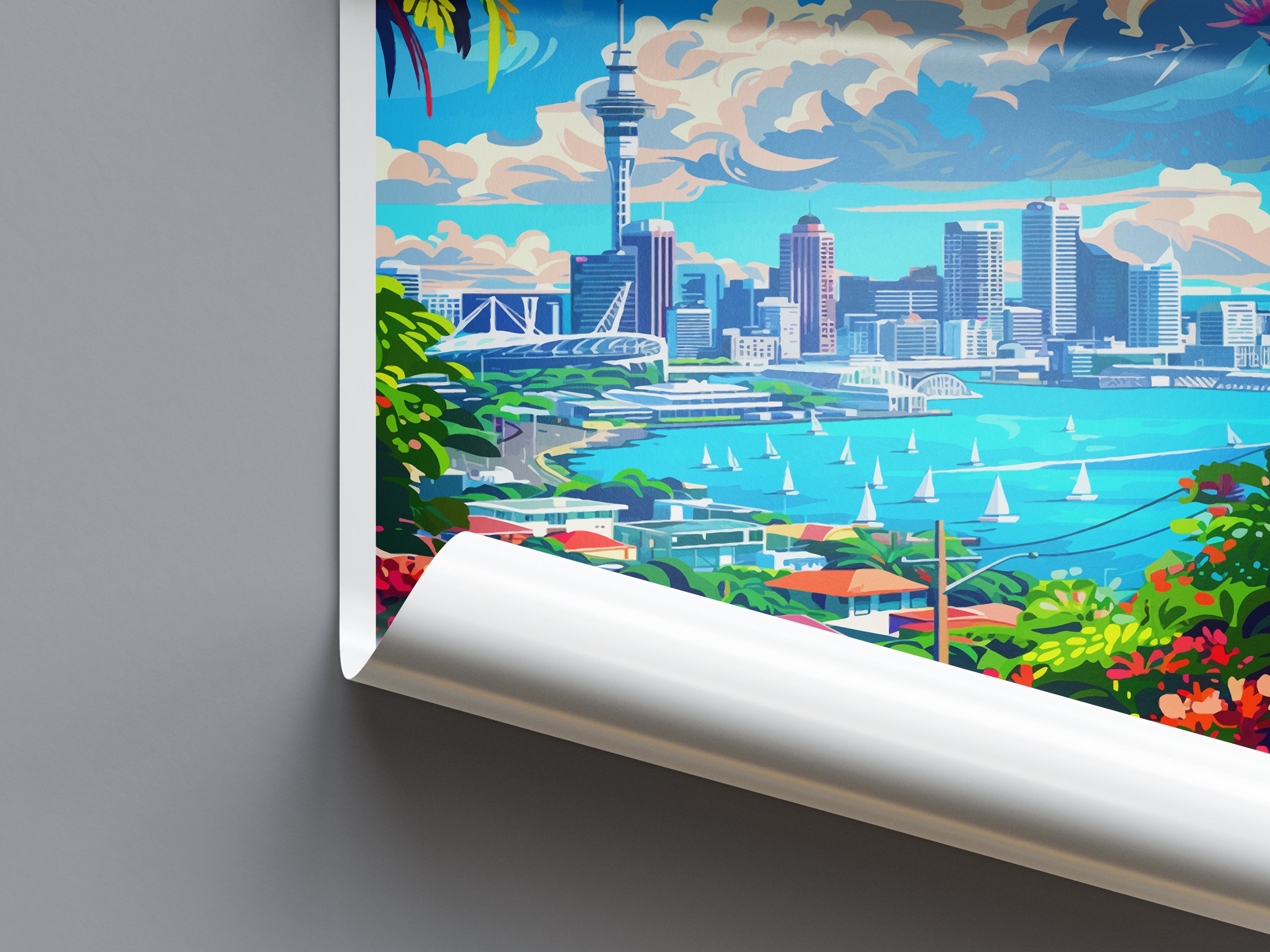 Auckland New Zealand Travel Poster