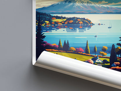 Lake Taupo New Zealand Travel Poster