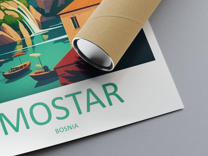 Mostar Travel Print Mostar Bosnia Home Décor Mostar Art Print Herzegovina City Room Print For Stari Most Bridge Koski Mehmed-Pasha Gift Art