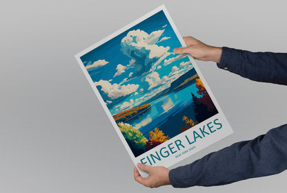 Finger Lakes Art Print, Landscape Wall Art, New York State Travel Poster, Nature Decor, Rustic Cabin Art, Gift for Hikers