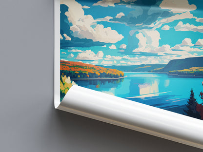 Finger Lakes Art Print, Landscape Wall Art, New York State Travel Poster, Nature Decor, Rustic Cabin Art, Gift for Hikers