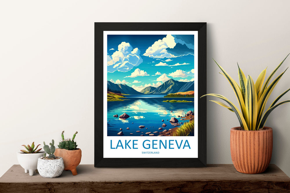 Lake Geneva Print Lake Geneva Home Décor Switzerland Art Print Lake Geneva Wall Print For Switzerland Gift Wall Hanging Switzerland Artwork