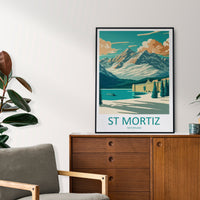St. Moritz Ski Resort Print St. Moritz Home Decor Mountain Art Print St. Moritz Wall Art for Ski Enthusiast Gift Wall Hanging St. Moritz Art