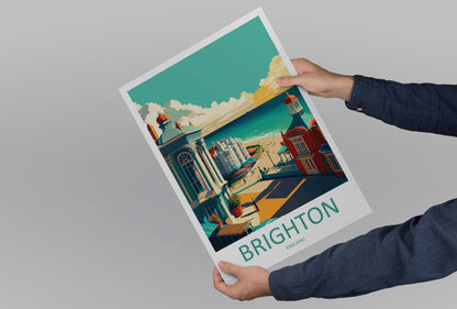 Brighton Pier Print Brighton Home Decor Seascape Art Print Brighton Wall Art for UK Enthusiast Gift Wall Hanging Brighton UK Travel Poster