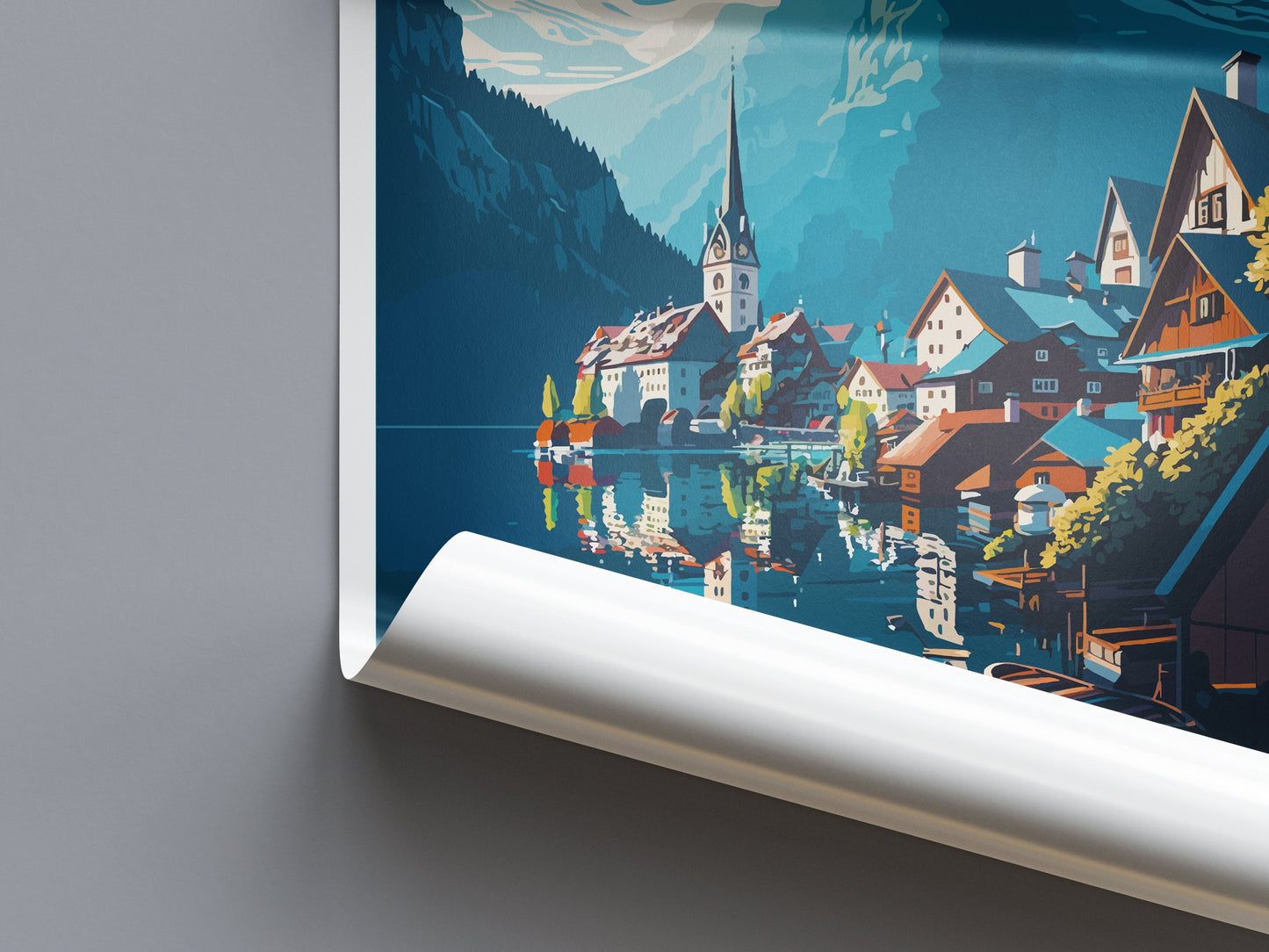 Hallstatt Lake Print Hallstatt Home Decor Art Print Austria Wall Art Alpine Mountain Gift Wall Hanging Hallstatt Scenery Poster Austria Art