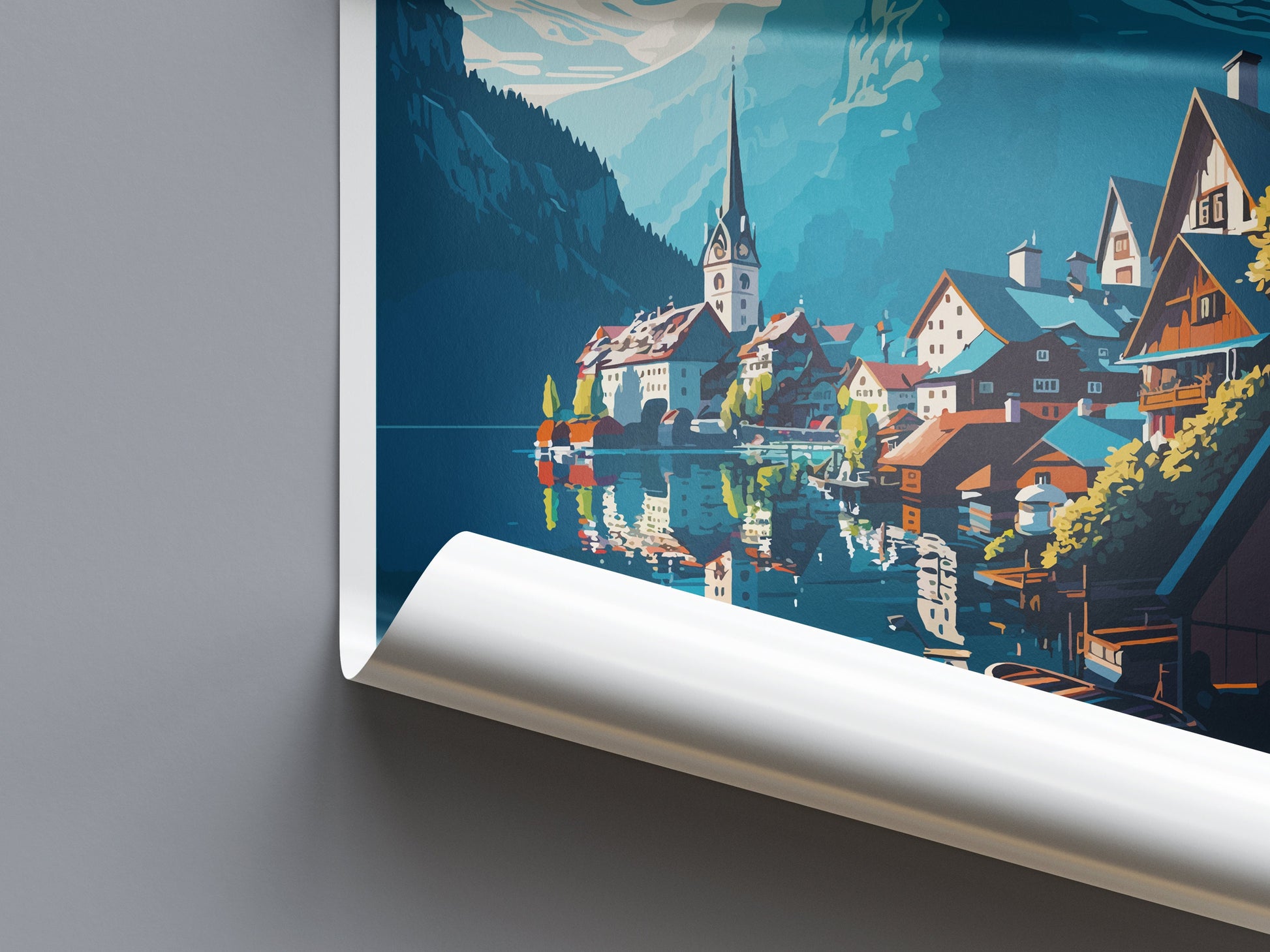 Hallstatt Lake Print Hallstatt Home Decor Art Print Austria Wall Art Alpine Mountain Gift Wall Hanging Hallstatt Scenery Poster Austria Art