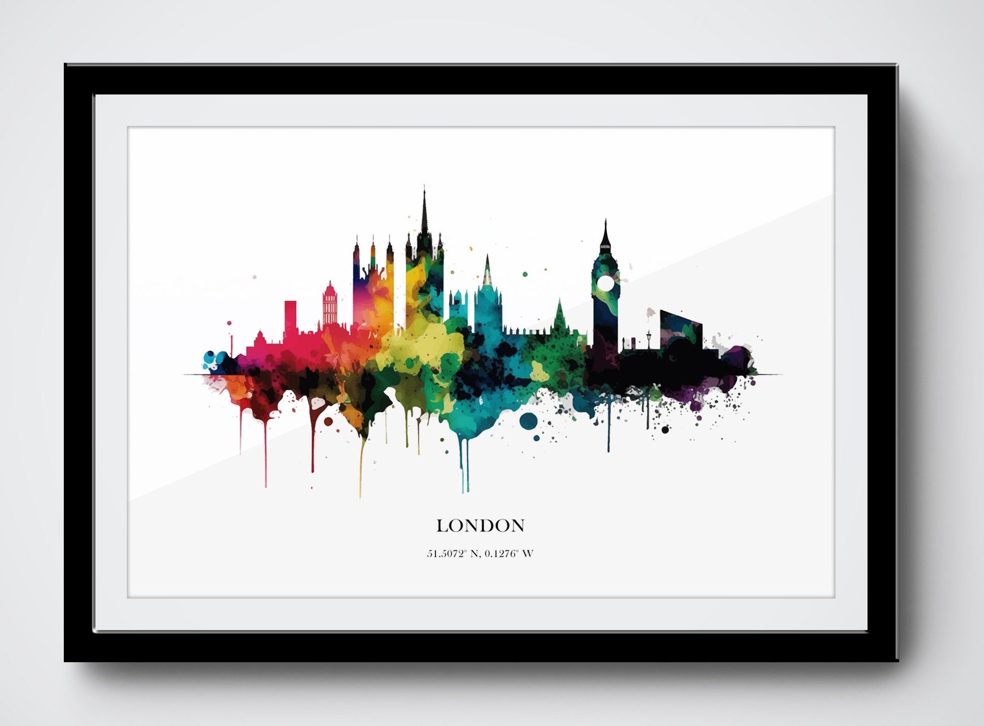 London Watercolour Skyline Print London Cityscape London Home Décor Art Print UK Wall Art England Souvenir Wall Hanging Watercolour Skyline