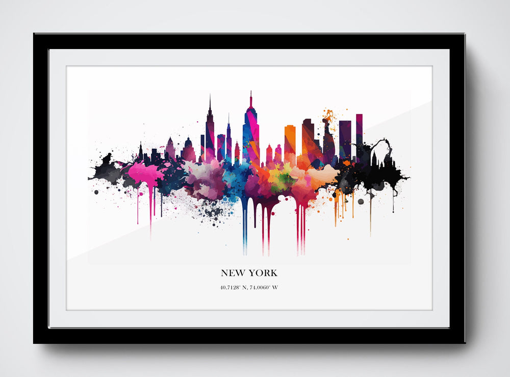 New York Watercolour Skyline Print New York Cityscape New York Home Décor Art Print USA Wall Art New York Souvenir Wall Hanging Watercolour