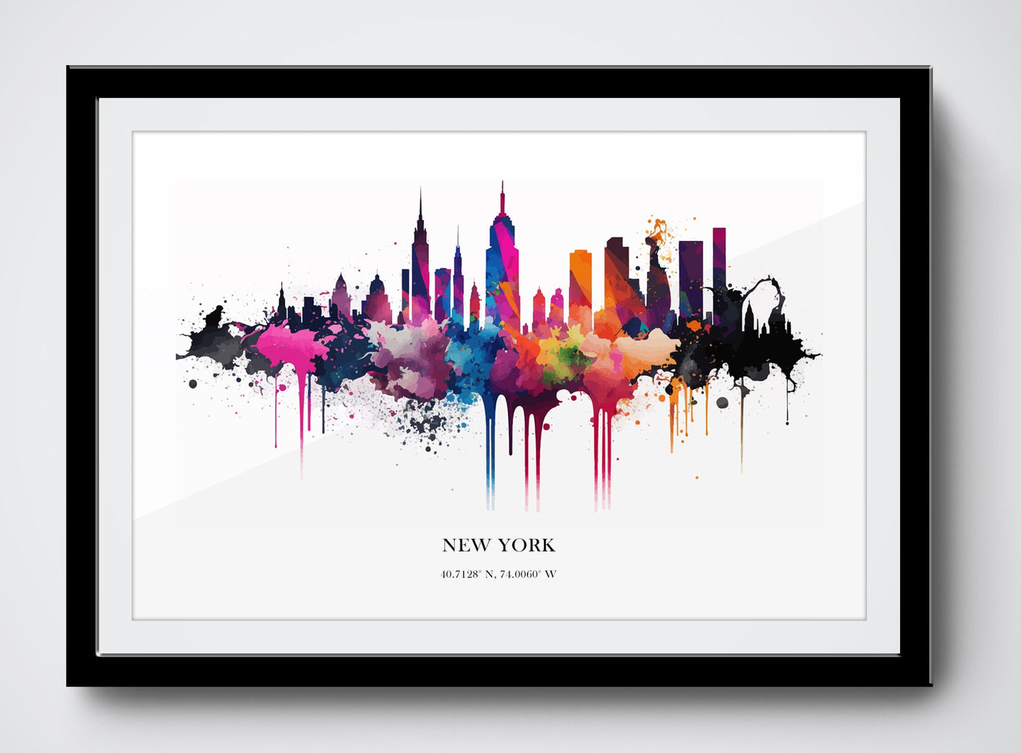 New York Watercolour Skyline Print New York Cityscape New York Home Décor Art Print USA Wall Art New York Souvenir Wall Hanging Watercolour