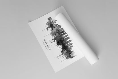 San Francisco Watercolour Skyline Print San Francisco Cityscape San Francisco Home Décor Art Print USA Wall Art San Francisco Souvenir Print