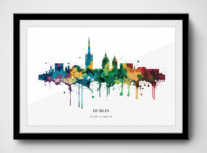 Dublin Watercolour Skyline Print Dublin Cityscape Dublin Home Décor Art Print Ireland Wall Art Dublin Souvenir Print Dublin Watercolour Art