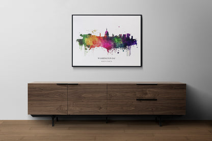 Washington Dc Watercolour Skyline Print Washington Cityscape White House Home Décor Art Print USA Wall Art Washington DC Print Washington DC