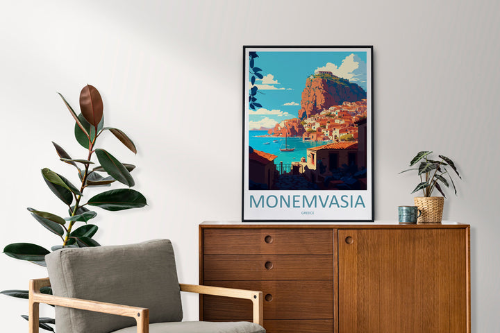 Monemvasia Travel Print Wall Art Monemvasia Greece Wall Hanging Home Decoration Monemvasia Gift Art Lovers Wall Art Print Monemvasia Greece