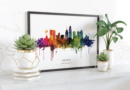 Atlanta Watercolour Skyline Print Atlanta Cityscape Atlanta Home Décor Art Print Wall Art Atlanta Print Atlanta Skyline Watercolour Poster