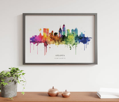 Atlanta Watercolour Skyline Print Atlanta Cityscape Atlanta Home Décor Art Print Wall Art Atlanta Print Atlanta Skyline Watercolour Poster
