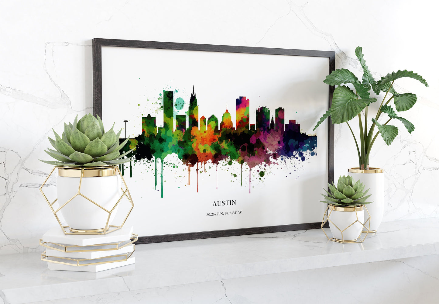 Austin Watercolour Skyline Print Austin Cityscape Austin Home Décor Art Print Wall Art Austin Print Austin Skyline Watercolour Poster Art