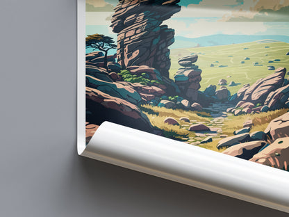 Dartmoor Travel Print Wall Art Dartmoor Wall Hanging Home Deco National Park Gift Art Lovers Wall Art Print Dartmoor National Park Wall Art