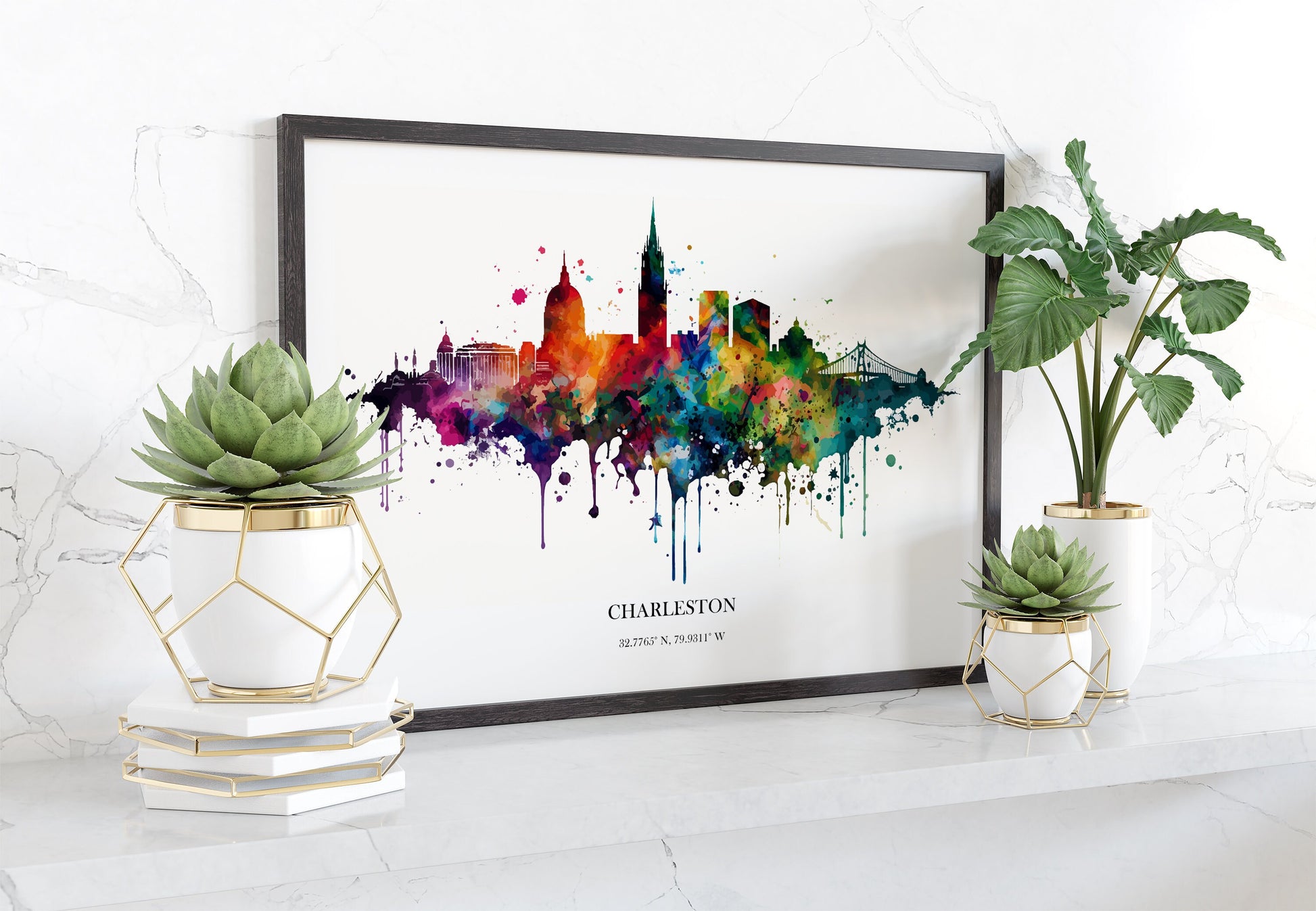 Charleston Watercolour Skyline Print Charleston Cityscape Rotterdam Home Décor Art Print Wall Art Charleston Print Charleston Watercolor Art