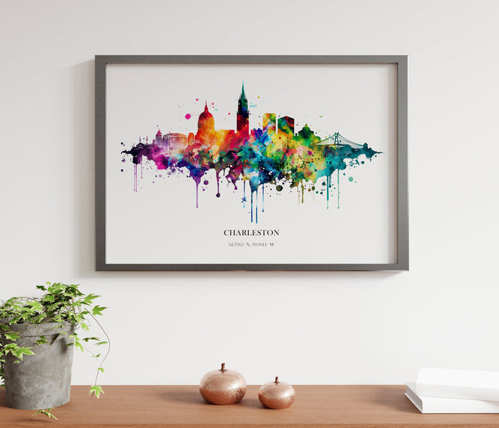 Charleston Watercolour Skyline Print Charleston Cityscape Rotterdam Home Décor Art Print Wall Art Charleston Print Charleston Watercolor Art