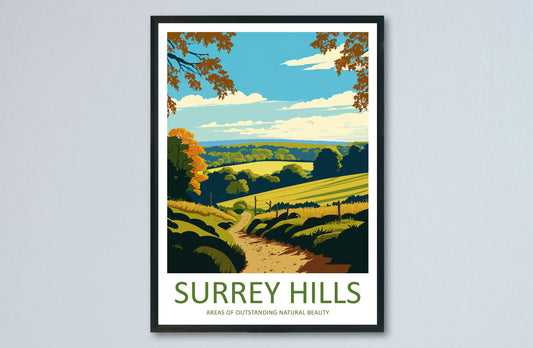 Surrey Hills Travel Print Wall Art Surrey Hills Wall Hanging Home Decoration Surrey Hills Gift Art Lovers Wall Art Print Art Surrey Hills