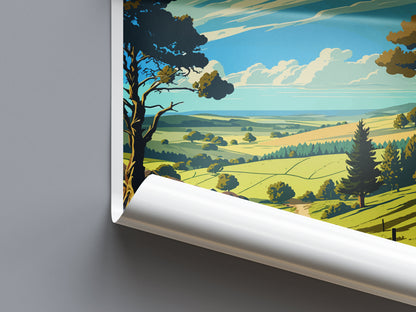 Blackdown Hills Travel Print Wall Art Blackdown Hills Wall Hanging Home Decoration Blackdown Hills Gift Art Lovers Wall Art AONB Wall Print