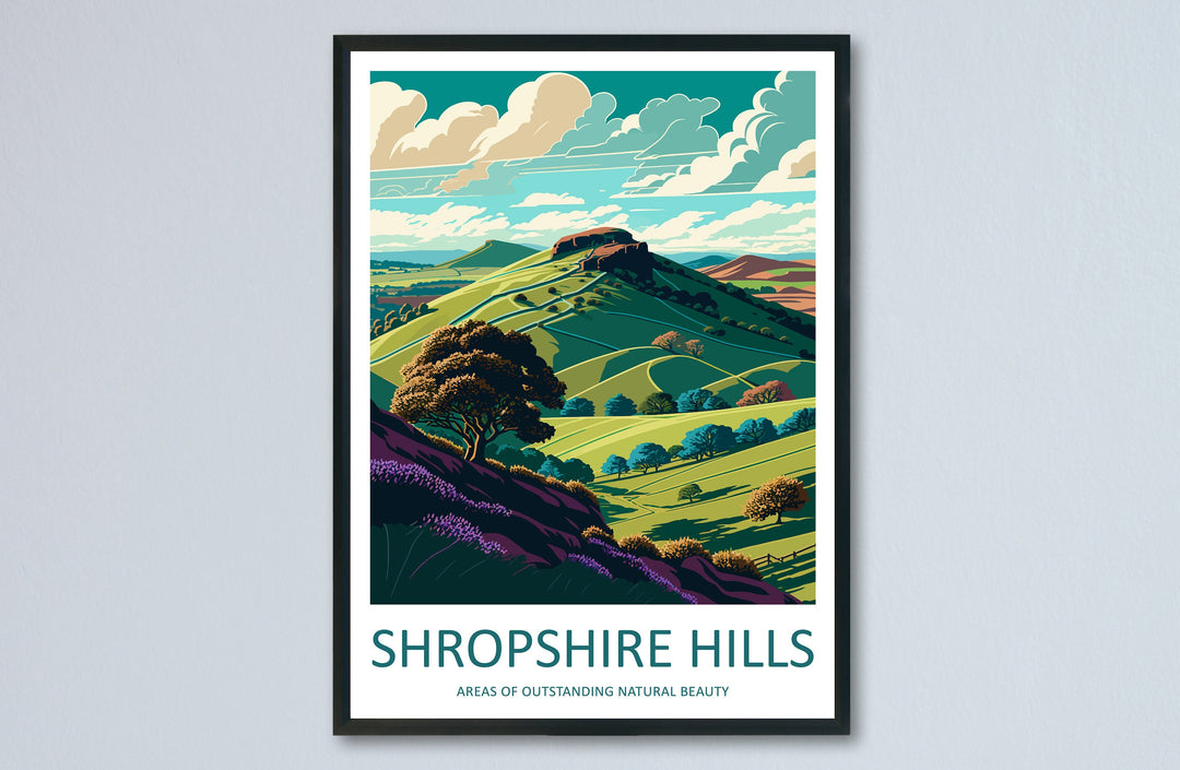 Shropshire Hills Travel Print Wall Art Shropshire Hills Wall Hanging Home Decoration Shropshire Hills Gift Art Lovers Wall Art AONB Wall Art