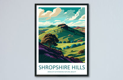 Shropshire Hills Travel Print Wall Art Shropshire Hills Wall Hanging Home Decoration Shropshire Hills Gift Art Lovers Wall Art AONB Wall Art