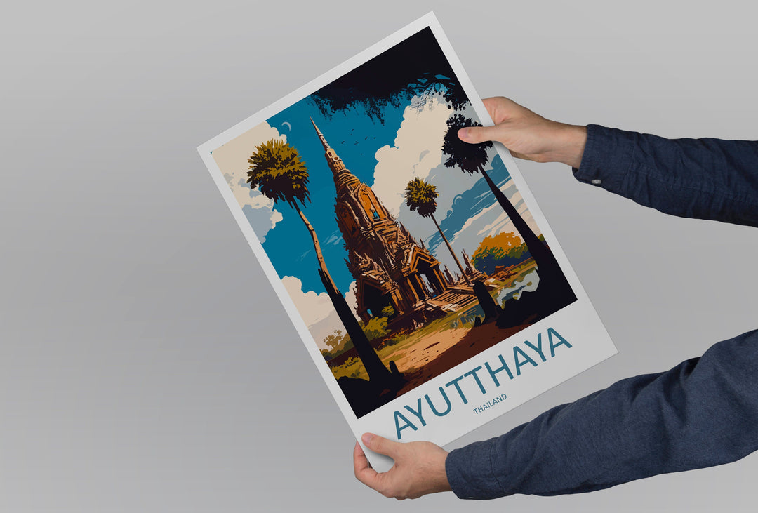 Ayutthaya Travel Print Wall Art Ayutthaya Wall Hanging Home Decoration Ayutthaya Gift Art Lovers Wall Art Thailand Travel Print Gift