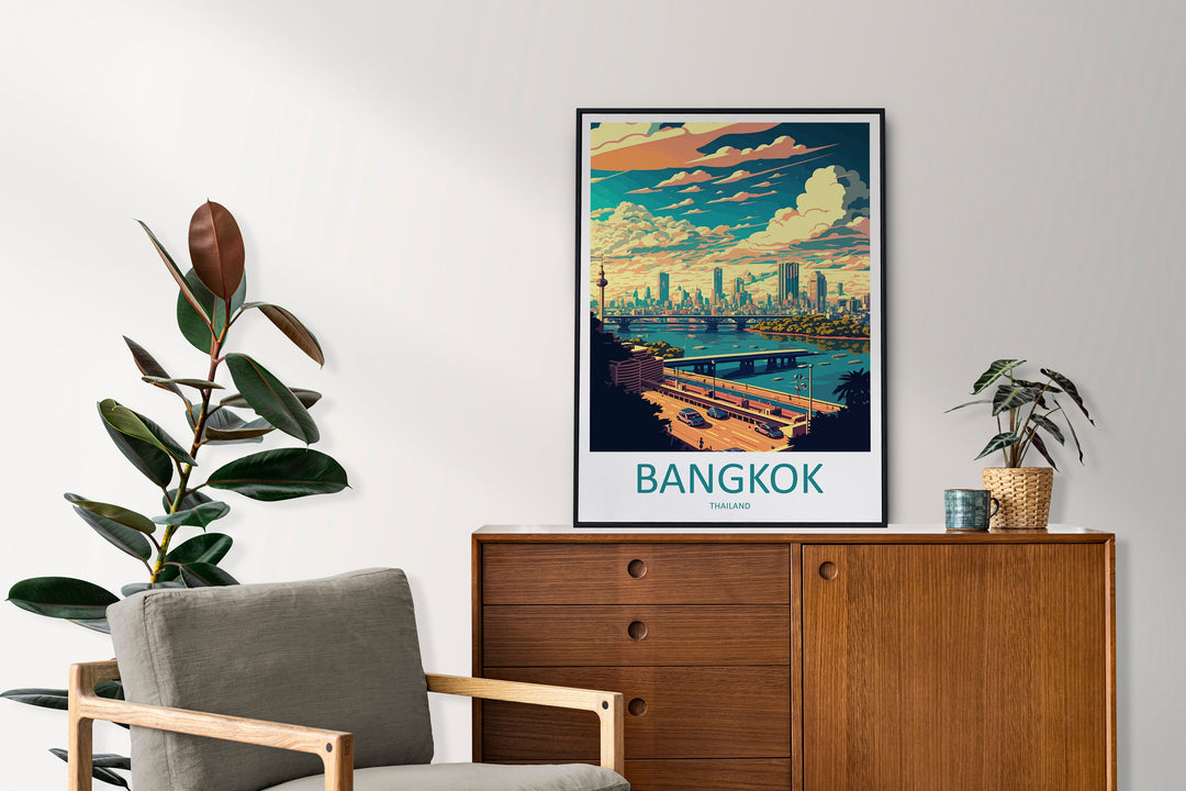 Bangkok Travel Print Wall Art Bangkok Wall Hanging Home Decor Bangkok Gift Art Lovers Wall Art Thailand Travel Print Gift Thai Travel Art