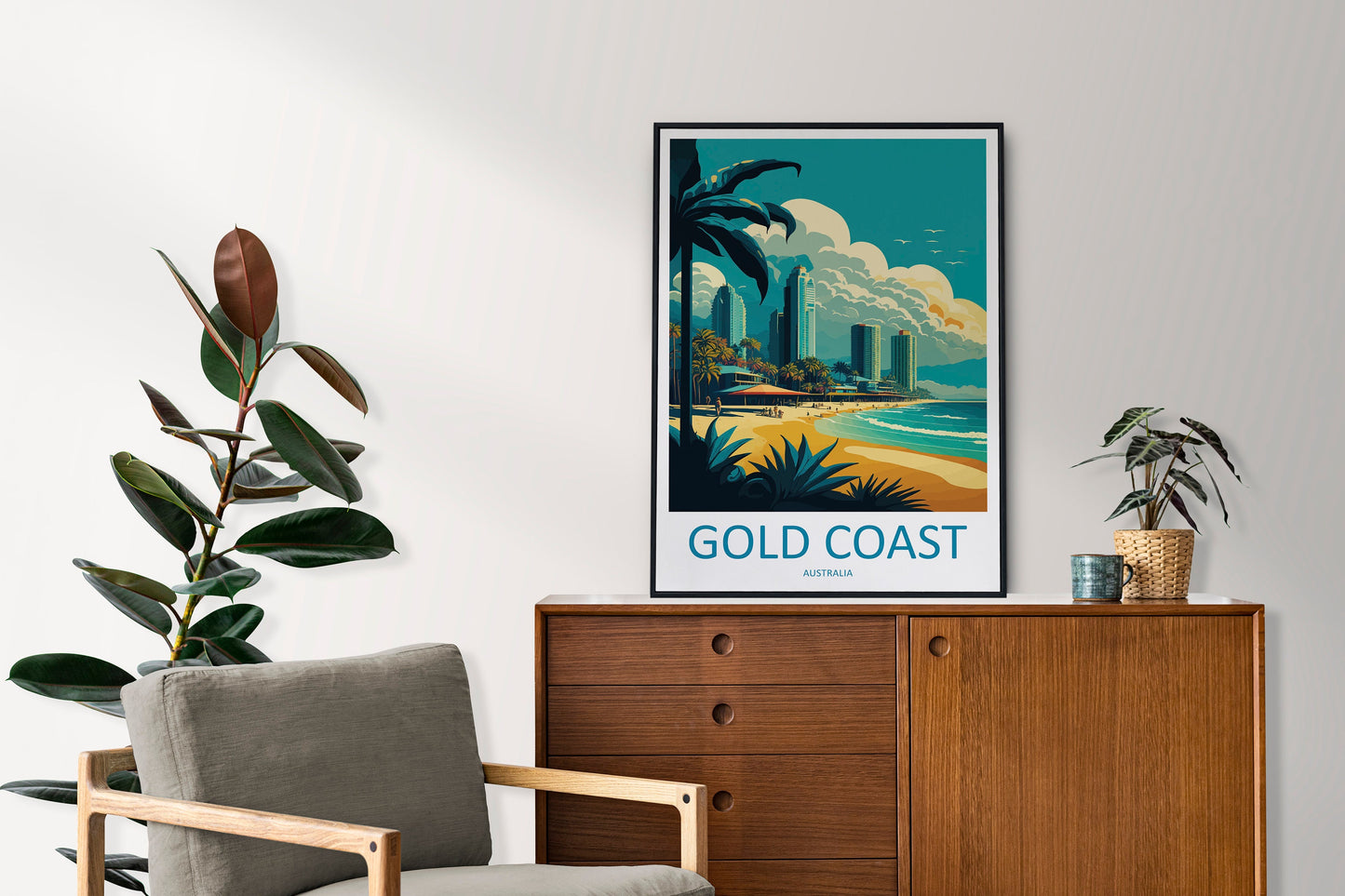 Gold Coast Travel Print Wall Art Gold Coast Wall Hanging Home Décor Gold Coast Gift Art Lovers Wall Art Australia Travel Print Gold Coast