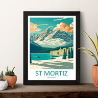 St. Moritz Ski Resort Print St. Moritz Home Decor Mountain Art Print St. Moritz Wall Art for Ski Enthusiast Gift Wall Hanging St. Moritz Art