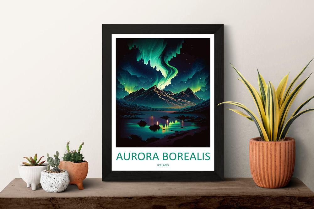 Northern Lights Travel Print Wall Art Aurora Borealis Wall Hanging Home Décor Aurora Borealis Gift Art Lovers Iceland Art Lover Gift Decor
