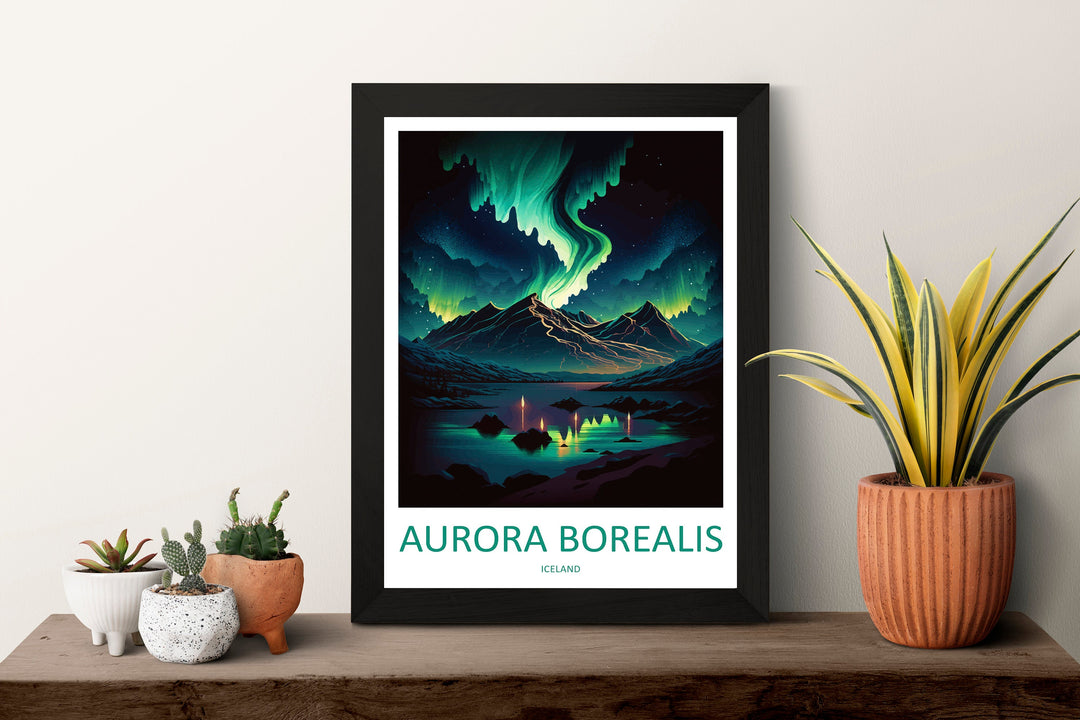 Northern Lights Travel Print Wall Art Aurora Borealis Wall Hanging Home Décor Aurora Borealis Gift Art Lovers Iceland Art Lover Gift Decor