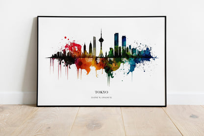 Tokyo Watercolour Skyline Print Tokyo Cityscape Tokyo Home Décor Art Print Japanese Wall Art Tokyo Souvenir Wall Hanging Watercolour Tokyo