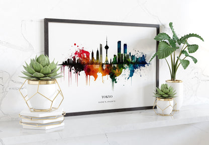 Tokyo Watercolour Skyline Print Tokyo Cityscape Tokyo Home Décor Art Print Japanese Wall Art Tokyo Souvenir Wall Hanging Watercolour Tokyo