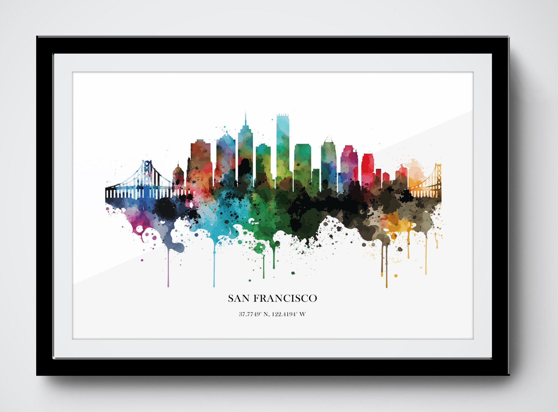 San Francisco Watercolour Skyline Print San Francisco Cityscape San Francisco Home Décor Art Print USA Wall Art San Francisco Souvenir Print