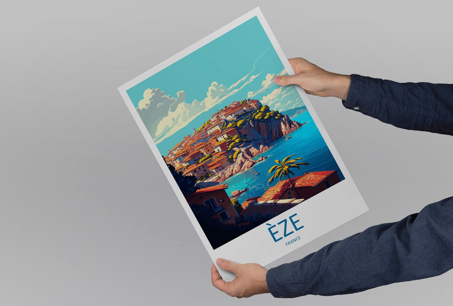 Eze Travel Print Wall Art Eze Wall Hanging Home Décor Eze Gift Art Lovers France Art Lover Gift Eze Print France Artwork Eze Coastal Artwork