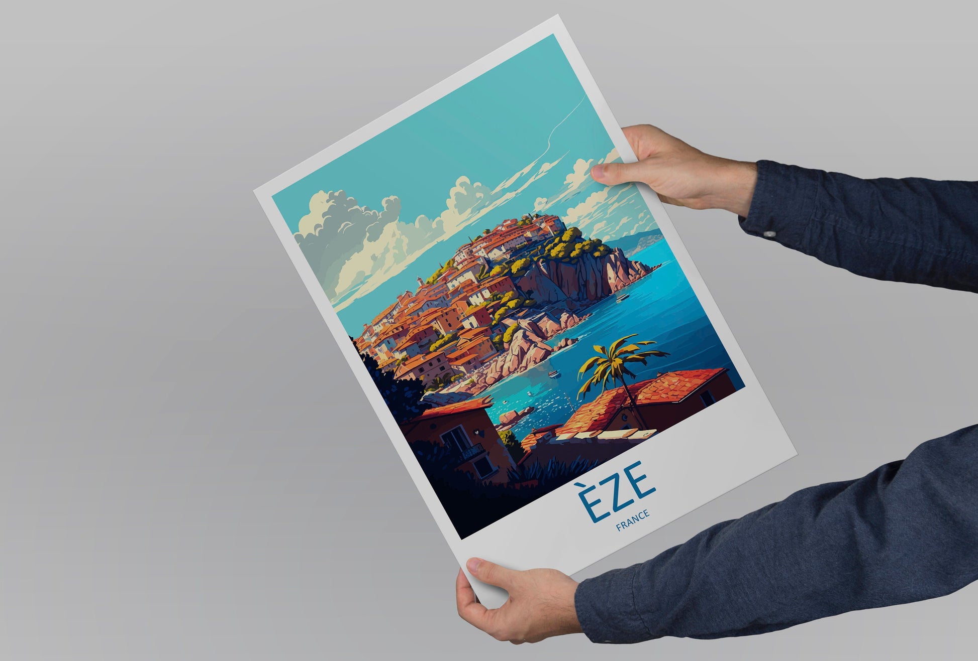 Eze Travel Print Wall Art Eze Wall Hanging Home Décor Eze Gift Art Lovers France Art Lover Gift Eze Print France Artwork Eze Coastal Artwork