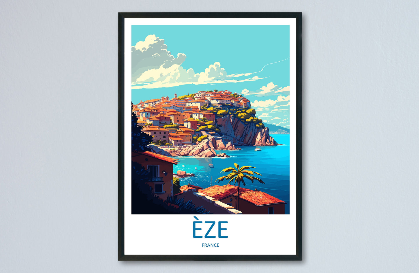 Eze Travel Print Wall Art Eze Wall Hanging Home Décor Eze Gift Art Lovers France Art Lover Gift Eze Print France Artwork Eze Coastal Artwork